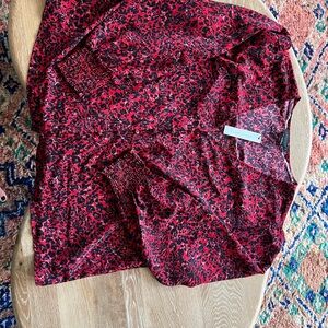Sanctuary red animal print blouse 2x nwt